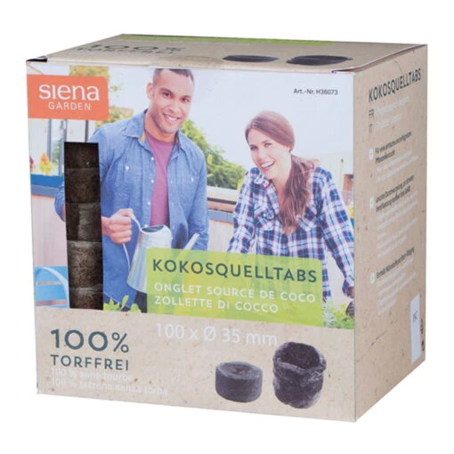 Kokos-Quelltabs Mit Netz, 100 Stück, Braun, Kokosfasern, Ø 3,5 Cm -Stilvolles Gartenmöbelgeschäft 0910301390 H36073 96184