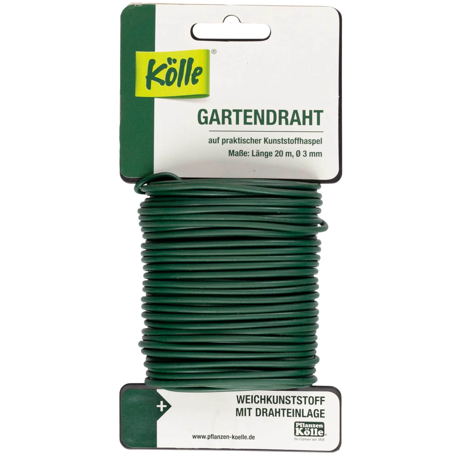 Kölle Gartendraht Dunkelgrün, Ø 3 Mm, Länge 20 M 1 Kölle Gartendraht Dunkelgrün, Ø 3 Mm, Länge 20 M