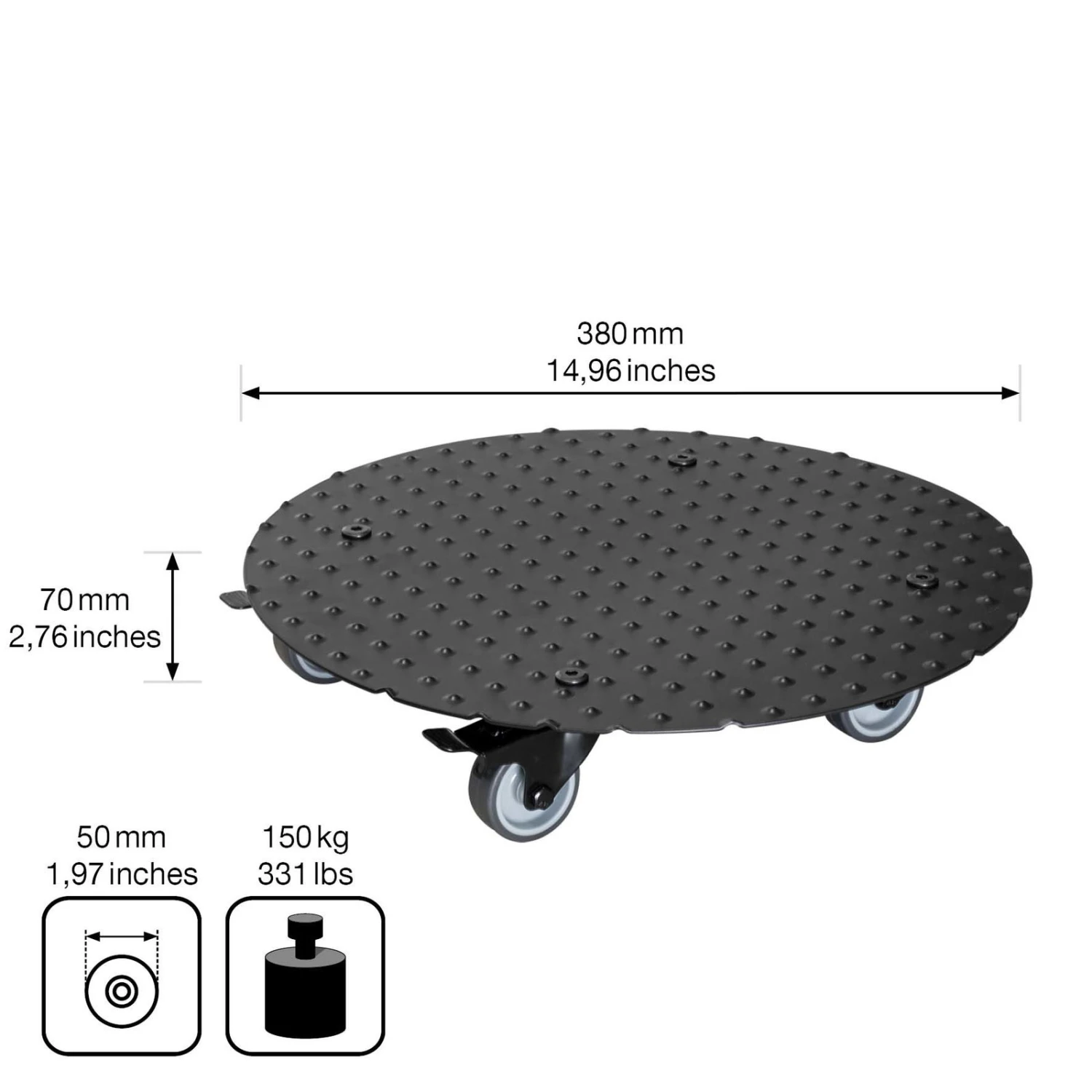 Pflanzenroller 'Alaska', Tragkraft 150 Kg, Anthrazit, Alu, 7 X 38 X 38 Cm 6 Pflanzenroller 'Alaska', Tragkraft 150 Kg, Anthrazit, Alu, 7 X 38 X 38 Cm – Bild 6
