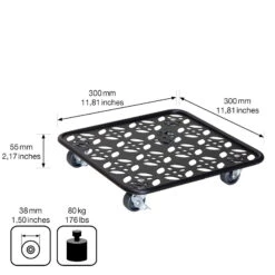 Pflanzenroller GH0936/0937, Tragkraft 80 Kg, Schwarz, Ø 30 Cm -Stilvolles Gartenmöbelgeschäft 0920600521 pflanzenroller 4 116748