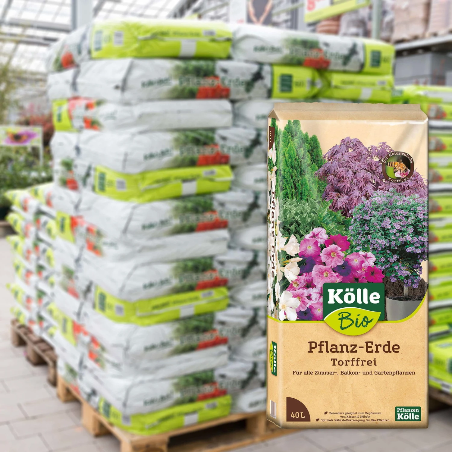 Kölle Bio Pflanzerde Torffrei, 2400l, 60 Sack á 40l, Palettenware 1 Kölle Bio Pflanzerde Torffrei, 2400l, 60 Sack á 40l, Palettenware