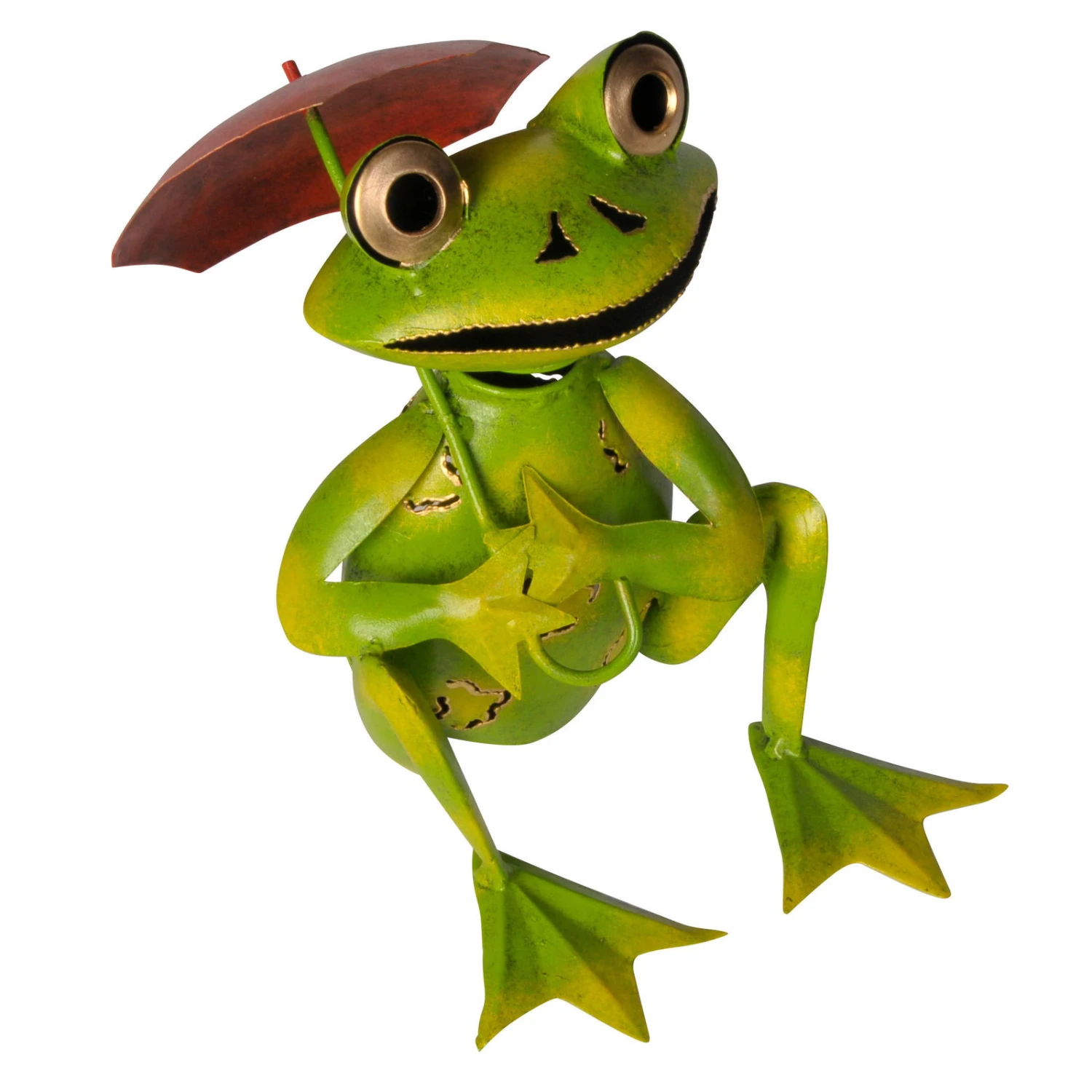 Metall-Frosch Mit Regenschirm, 22 X 22 X 18 Cm 1 Metall-Frosch Mit Regenschirm, 22 X 22 X 18 Cm