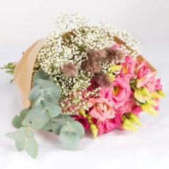Gemischter Blumenbund 'Eleganz In Rosa' Inkl. Gratis Grußkarte -Stilvolles Gartenmöbelgeschäft 1025700014 DIY Mixbund Eleganz in Rosa Lisianthus rosa Gypso Euka Fluffy 1 94535