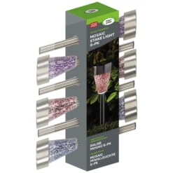 Mosaic Solarpfahlleuchte, Edelstahl / Glas, Silber / Bunt, 36 X 7,5 Cm, 6er Pack 6 Mosaic Solarpfahlleuchte, Edelstahl / Glas, Silber / Bunt, 36 X 7,5 Cm, 6er Pack -Stilvolles Gartenmöbelgeschäft 2950100372 Solarpfahlleuchte Mosaic 6Stueck PRINT 61371