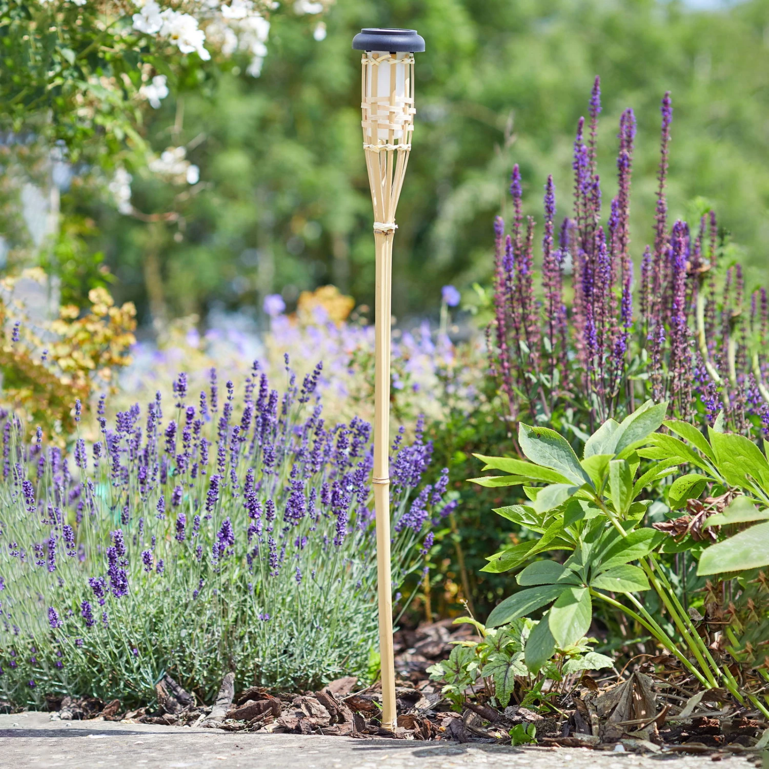 Solar-Bambusfackel Mit Flammeneffekt, Höhe Ca. 90 Cm 1 Solar-Bambusfackel Mit Flammeneffekt, Höhe Ca. 90 Cm