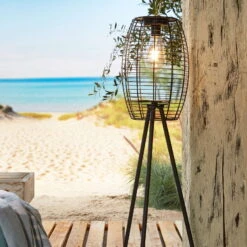 Solar-Standleuchte 'Killarney', Schwarz, Metall, Ø 20,5 X H 32 Cm -Stilvolles Gartenmöbelgeschäft 2950100705 Solar Filament LED Dreibein Killarney 3 120447