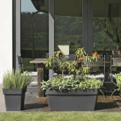 Euro 3 Plast Pflanzkübel "Mitu Pac Quadro" Anthrazit, 40 Cm, Erdvol. 41 L