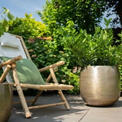 Pflanzgefäß 'Rowen', Gold, Ø 38 X H 30 Cm -Stilvolles Gartenmöbelgeschäft 3210801621 3210801623 Pflanzgefaess Rowen gold 1 114985