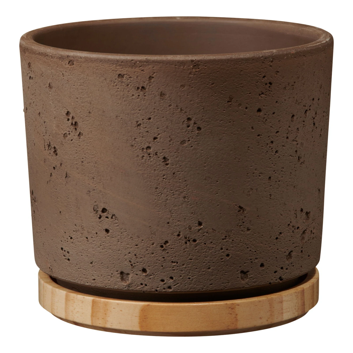 Übertopf Paros Deluxe, Keramik & Holz, Sandgrau, 23 Cm 1 Übertopf Paros Deluxe, Keramik & Holz, Sandgrau, 23 Cm