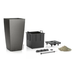 LECHUZA Cubico Premium 40, Anthrazit-metallic, All-in-One-Set, 40 X 40, H:75 Cm -Stilvolles Gartenmöbelgeschäft 3325100090 Cubico Premium22 anthrazit All in One Set 22x22x41cm RGB 3 7753