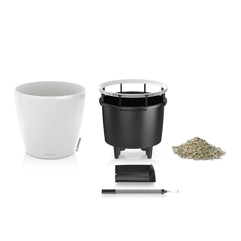 LECHUZA Classico Premium LS, All-in-One-Set, Weiß Hochglanz, Ø 21 Cm, H:20 Cm 2 LECHUZA Classico Premium LS, All-in-One-Set, Weiß Hochglanz, Ø 21 Cm, H:20 Cm – Bild 2