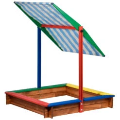 Sandkasten Inkl. Dach, Bunt, 120 X 120 X 120 Cm -Stilvolles Gartenmöbelgeschäft 3940100136 Sandkasten inkl Dach 4 106183